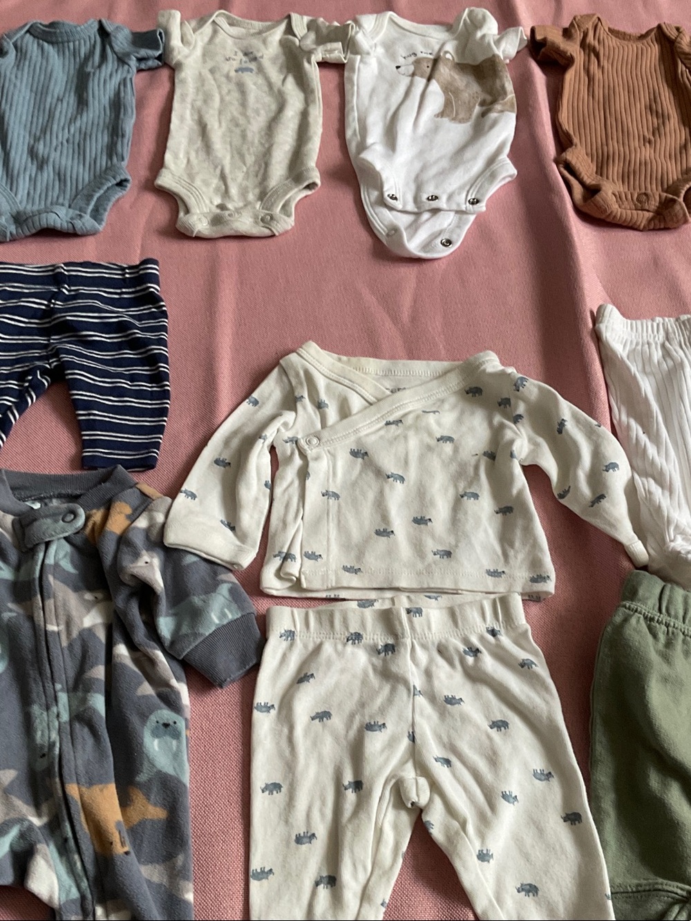 Carter's Baby One-Piece and Sleepwear Set in Blue, Cream, White, Brown, Green - Picture 5 of 6